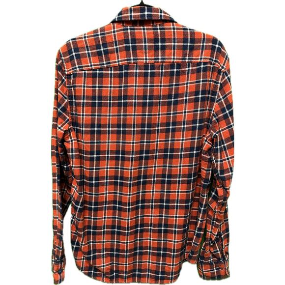American Eagle Flannel Button Down - Orange/Navy Plaid - Size M Medium Men - Picture 2 of 10